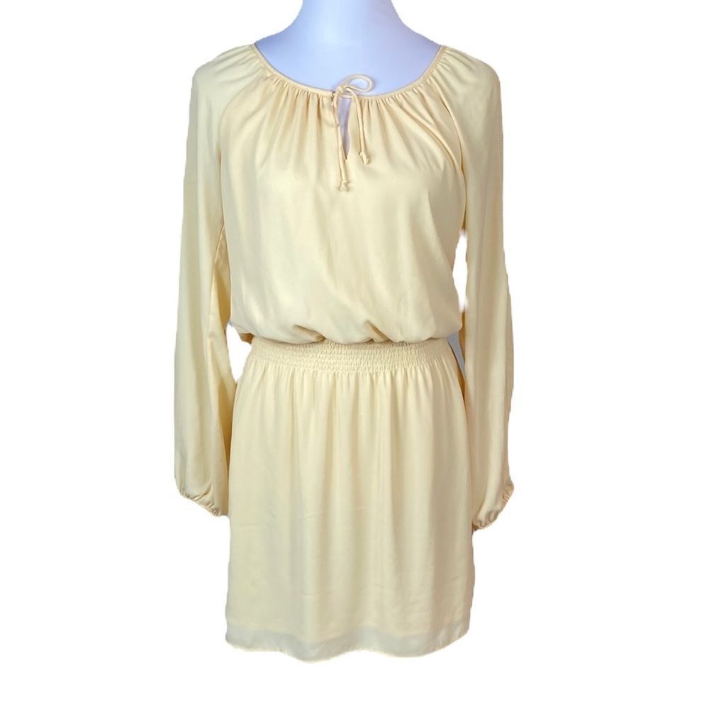 White House Black Market Pale Yellow Long Sleeve Dress, Size 0 - Picture 4 of 12